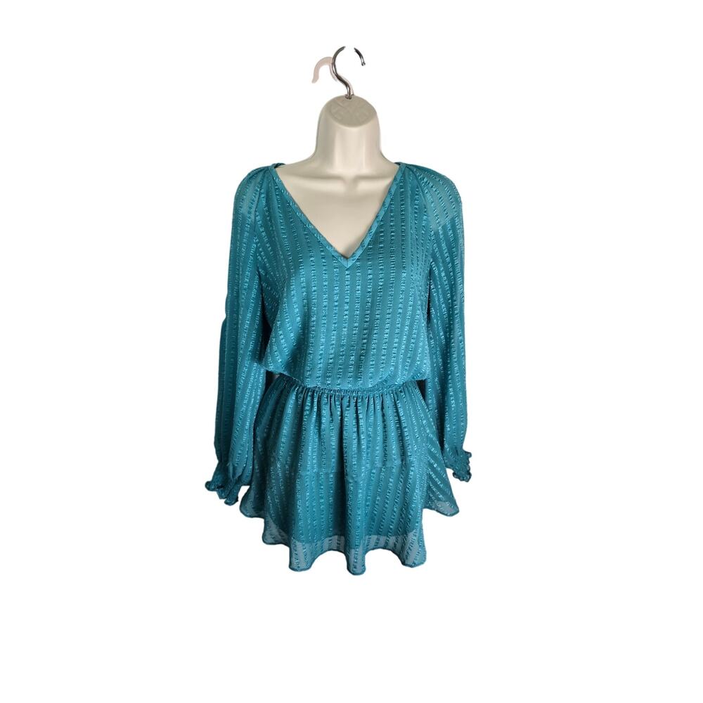 Rami Brook NY V Neck Mini Dress Size x xs Teal Nordstrom brand - Picture 5 of 7